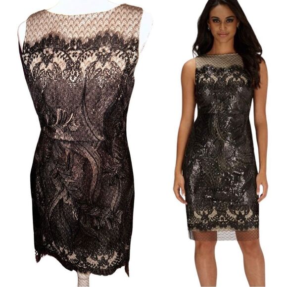 Julia Jordan Black Lace Sequin Dress Size 8 - Picture 1 of 2